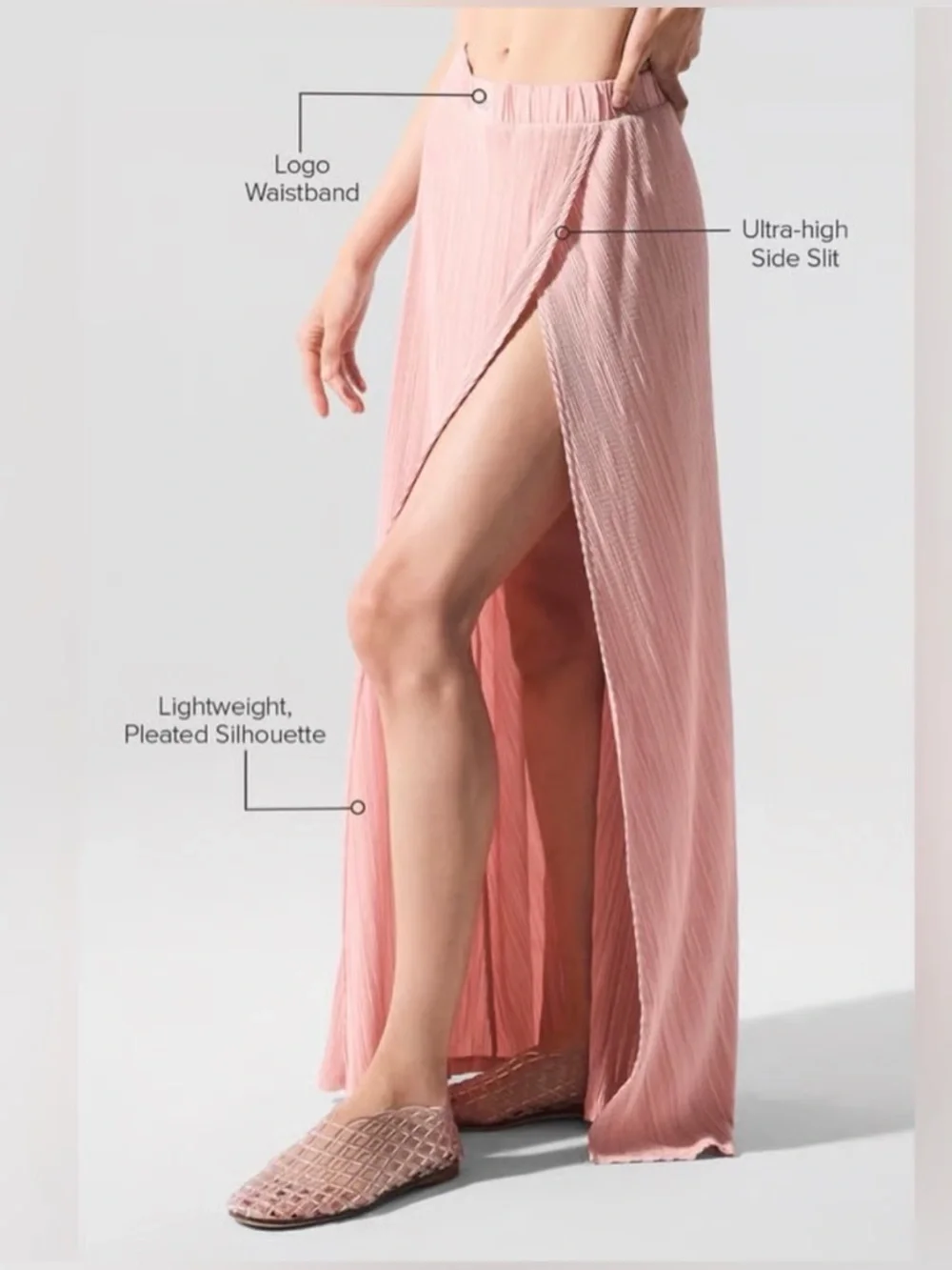 NWT Alo Micro Plisse Game On Long Skirt, Pink Quartz, XS - Picture 4 of 13
